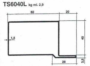 SERRAMENTO L 60X40X20X1,5 E190+CR2S3-R LUCIDO